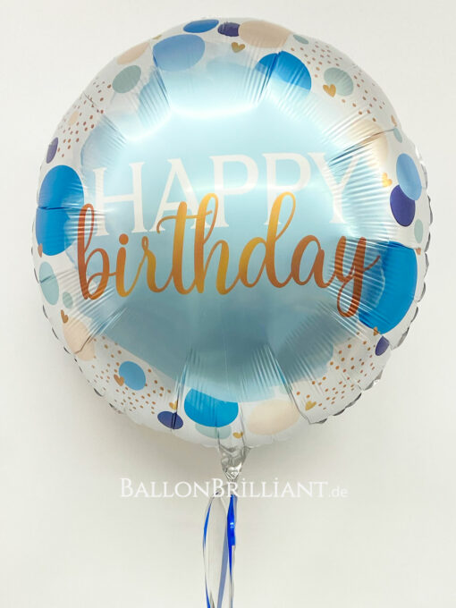 Folienballon XL "Happy Birthday Blue Splash"