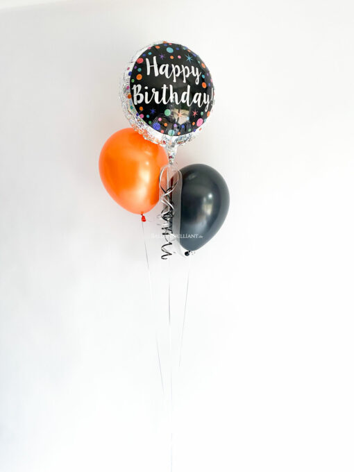 Folienballon "Happy Birthday Black Confetti" Strauß – Bild 2