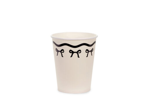 Pappbecher bedruckt mit Schleifen "Black and White Collection"