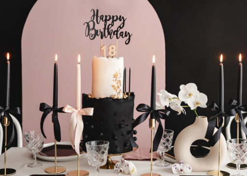 Cake Topper Happy Birthday schwarz "Black and White Collection" – Bild 2