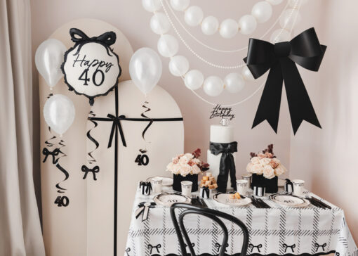 Papiertischdecke bedruckt mit Schleifchen "Black and White Collection" – Bild 2