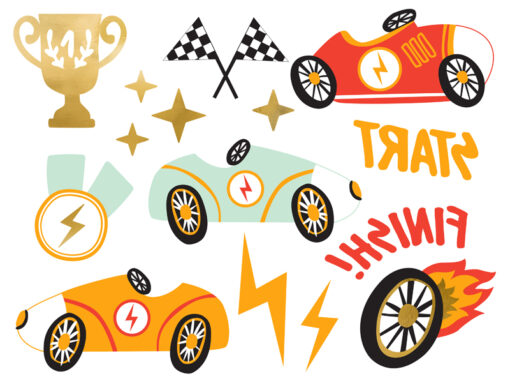 abwaschbare Tattoos Auto "Car Racing Collection"