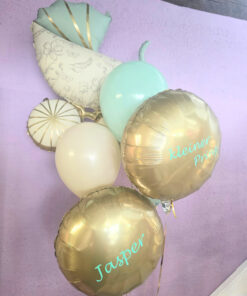 Folienballon Kinderwagen, pastellgrün/beige/gold – Bild 3