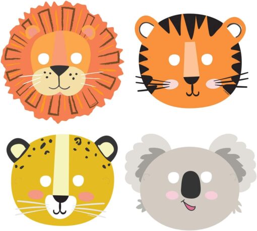 Pappmasken Dschungeltiere (Safari/Dschungel Collection)