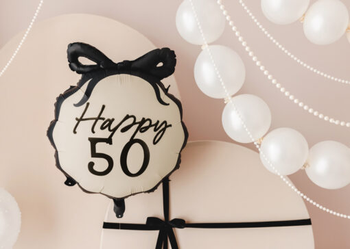 Folienballon Happy 50 (Black and White Collection) – Bild 2