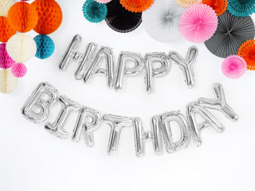 Folienballonbuchstaben Happy Birthday, silberfarben metallic – Bild 2
