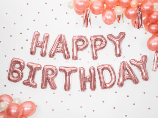 Folienballonbuchstaben Happy Birthday, rosegold metallic – Bild 2
