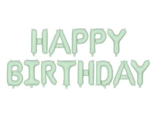 Folienballonbuchstaben Happy Birthday, lindgrün