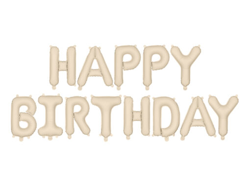 Folienballonbuchstaben Happy Birthday, beige