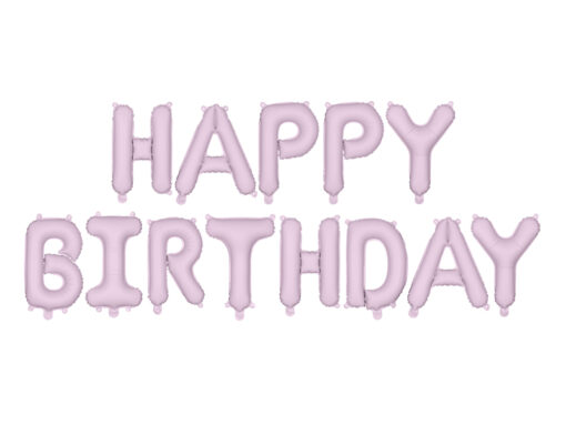 Folienballonbuchstaben Happy Birthday, flieder