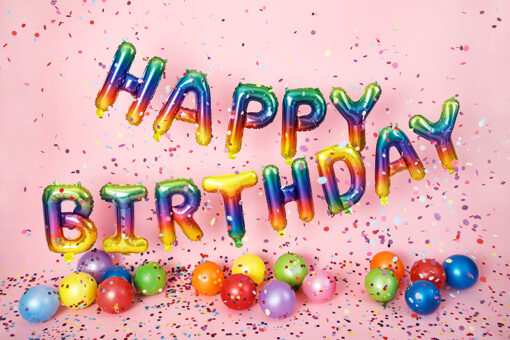 Folienballonbuchstaben Happy Birthday, regenbogenfarben – Bild 2