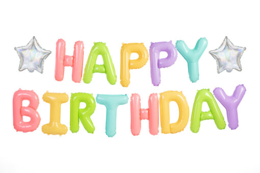 Folienballonbuchstaben Happy Birthday mit Sterne