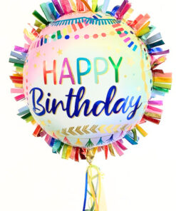 Folienballon Happy Birthday mit Streamers bunt