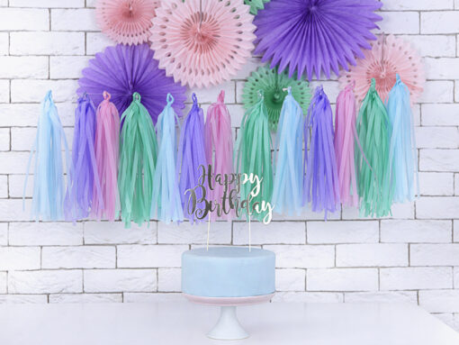 Cake Topper Happy Birthday, silberfarben – Bild 3