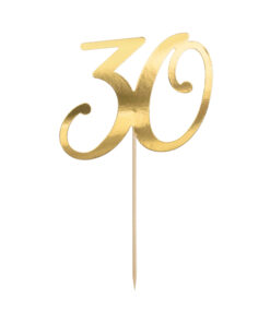 Caketopper 30 in goldfarben,  20,5 cm (Regenbogenland Collection)