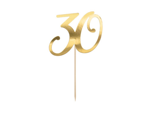 Caketopper 30 in goldfarben,  20,5 cm (Regenbogenland Collection)
