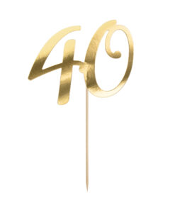 Caketopper 40 in goldfarben,  20,5 cm (Regenbogenland Collection)