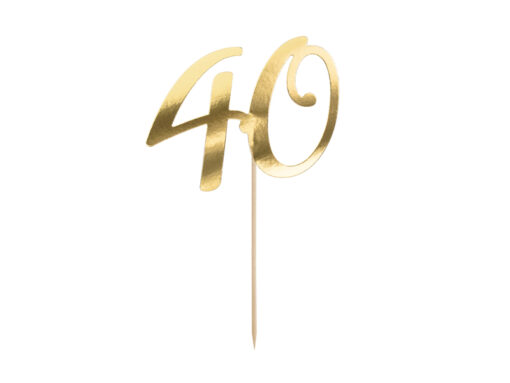 Caketopper 40 in goldfarben,  20,5 cm (Regenbogenland Collection)