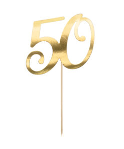 Caketopper 50 in goldfarben, 20,5 cm (Regenbogenland Collection)