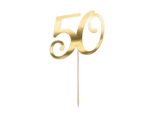 Caketopper 50 in goldfarben, 20,5 cm (Regenbogenland Collection)