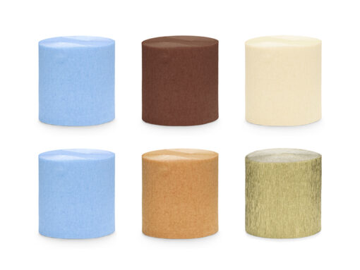 Krepppapier Streamer, blau/braun/gold