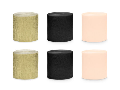 Krepppapier Streamer schwarz/gold/pfirsich
