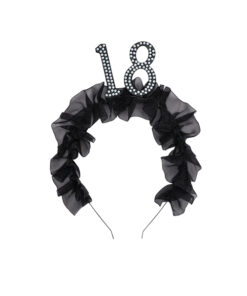 Haarreifen 18, schwarz mit Perlen (Black and White Collection)