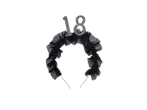 Haarreifen 18, schwarz mit Perlen (Black and White Collection)