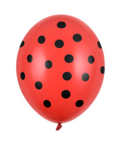 Latexballone, rot mit schwarzen Punkten