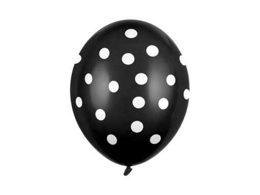 Latexballone schwarz mit weißen Punkten (Black and White Collection)