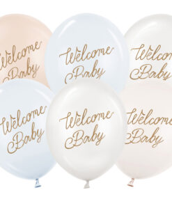 Latexballone Welcome Baby blau