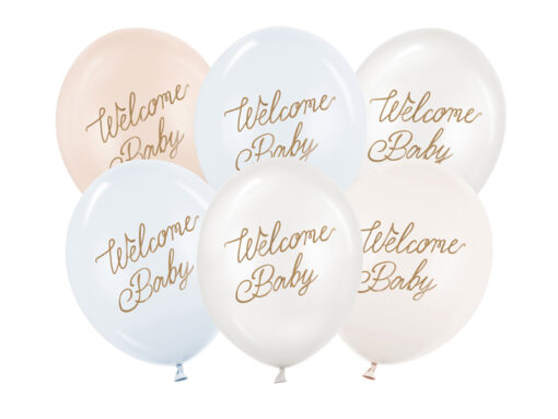 Latexballone Welcome Baby blau