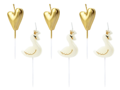 Kuchenkerzen "Schwan u. Herzen" (Prinzessin Collection)