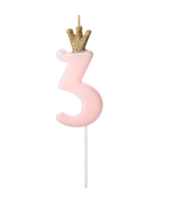 Geburtstagskerze mit Krönchen rosa (Prinzessin Collection)