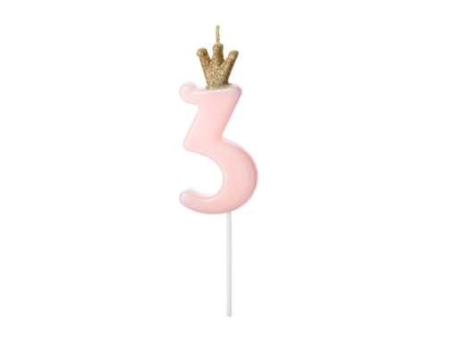Geburtstagskerze mit Krönchen rosa (Prinzessin Collection)