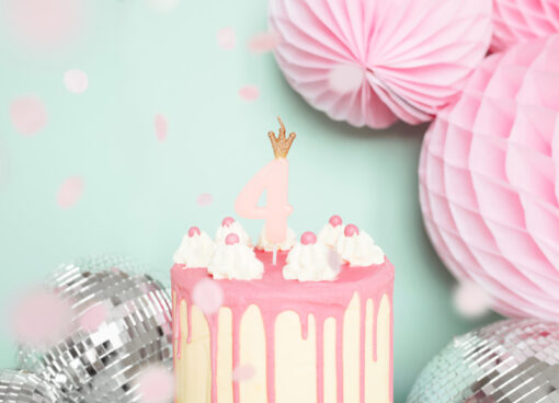 Geburtstagskerze mit Krönchen rosa (Prinzessin Collection) – Bild 2