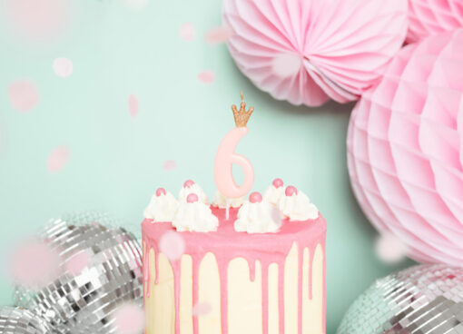 Geburtstagskerze mit Krönchen rosa (Prinzessin Collection) – Bild 2