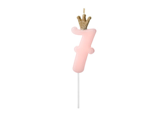 Geburtstagskerze mit Krönchen rosa (Prinzessin Collection)