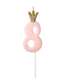 Geburtstagskerze mit Krönchen rosa (Prinzessin Collection)