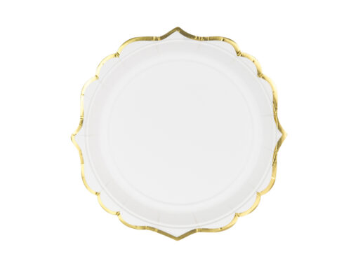 Pappteller weiß mit goldenem Rand (Prinzessin Collection)