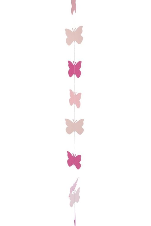 Papiergirlande "Schmetterlinge" pastell  hell- und dunkelrosa