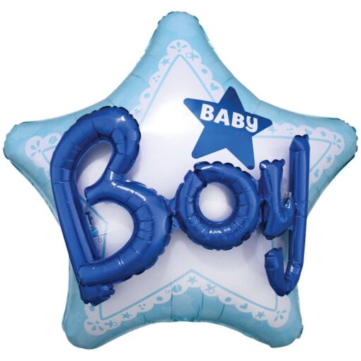 Folienballon Stern "Baby Boy" , blau