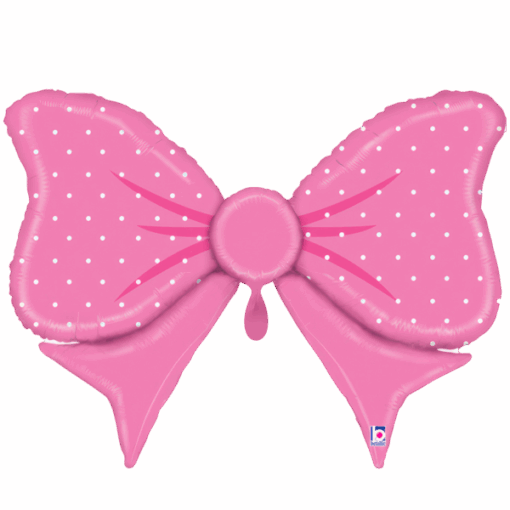 Folienballon Schleife Pink mit Punkte