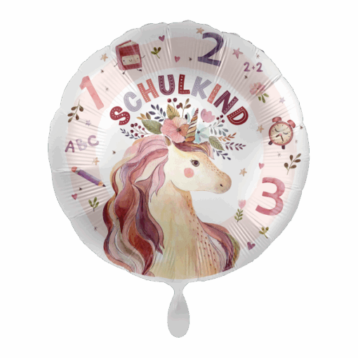 Folienballon "Schulkind" Einhorn