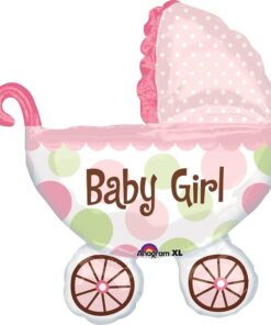 Folienballon "Kinderwagen Baby Girl", rosa