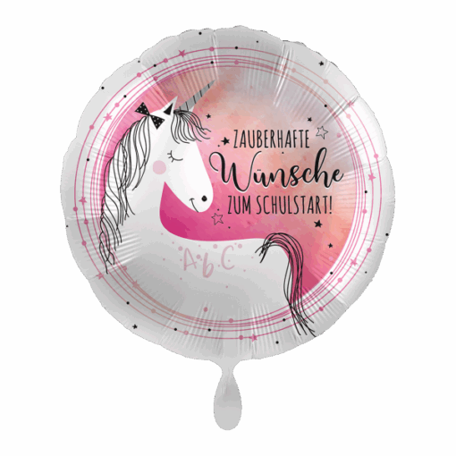 Folienballon rund "Zauberhafte Wünsche zum Schulstart"