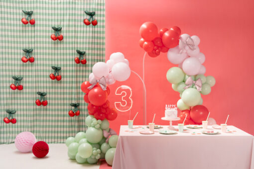 Folienballon Schleife in pudrig rosa für Luftfüllung – Bild 3