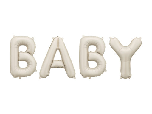 Folienballonbuchstaben "BABY" in mattem beige