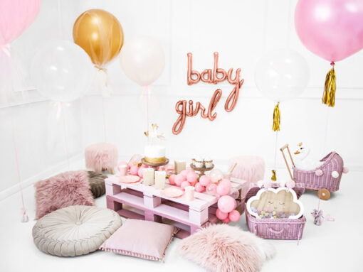 Folienballonschriftzug "baby" in rosegoldfarben – Bild 4