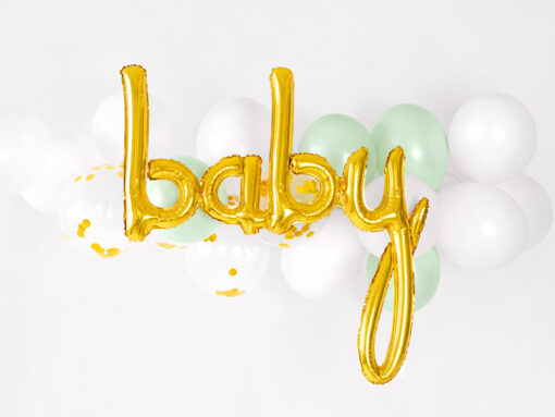Folienballonschriftzug "baby" in goldfarben – Bild 3